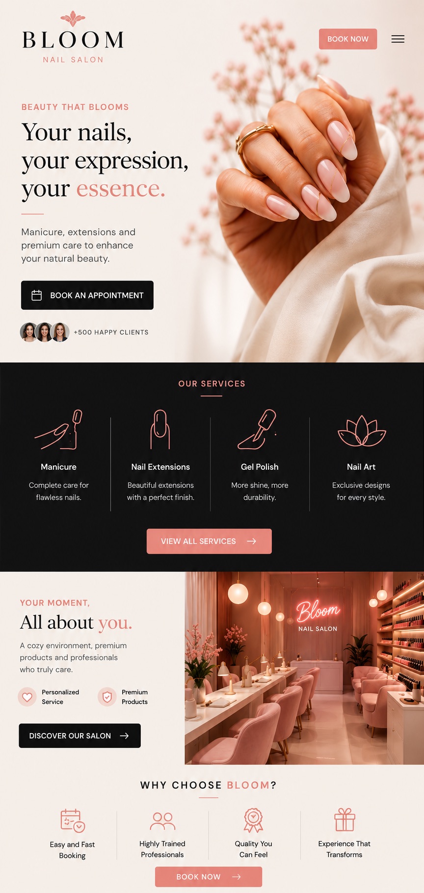 Bloom Nail Salon mobile website
