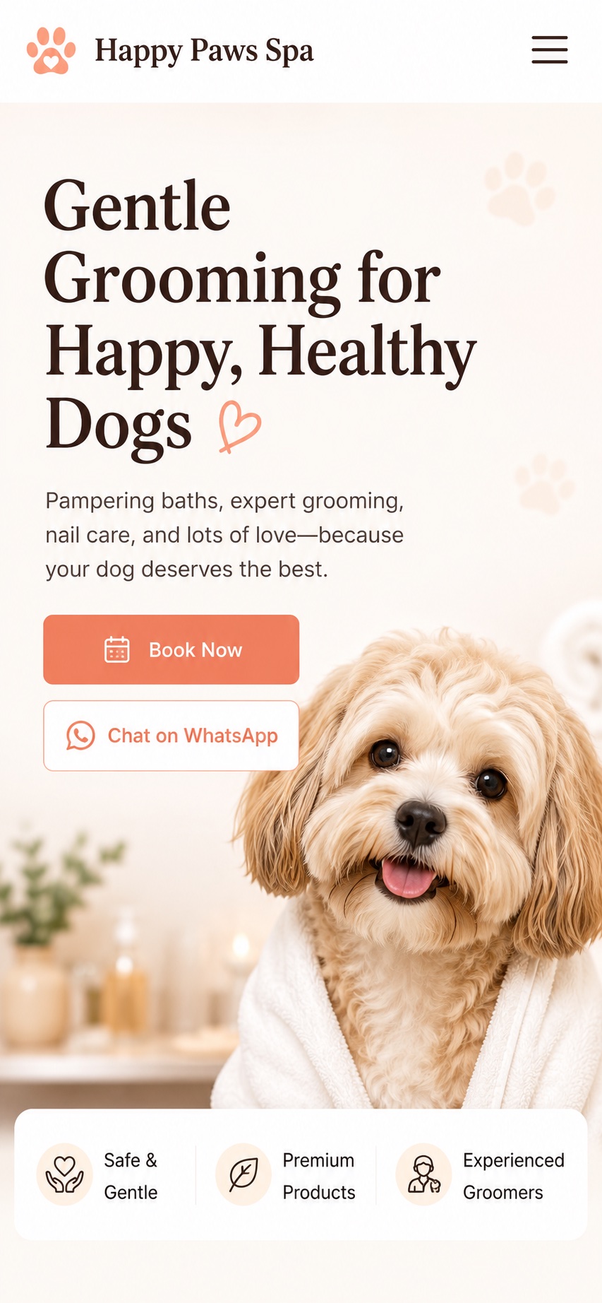 Happy Paws Spa mobile website